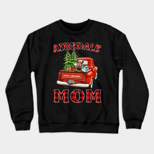 Christmas Airedale Mom Santa Hat Truck Tree Plaid Dog Mom Christmas Crewneck Sweatshirt